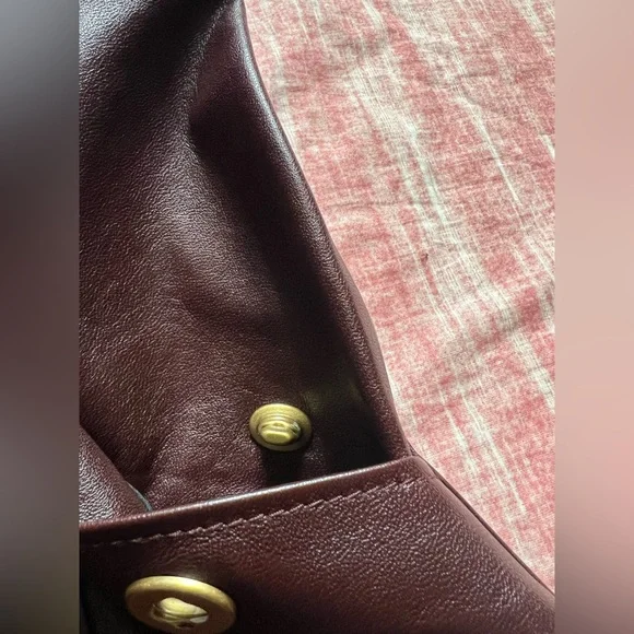 NEW COACH Espresso Lamb Leather Mahogany Snap Front Slit Midi Belt Skirt sz 0 - Picture 5 of 15